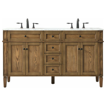 60" Double Bathroom Vanity, Driftwood, Vf12560Ddw