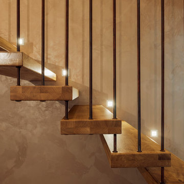 Kragarmtreppe mit Elementen in Rost