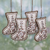 Novica Handmade Celebration Stockings Beaded Cotton Ornaments (Set Of 4)