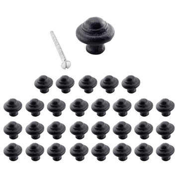 30 Cast Iron Cabinet Knobs Black Round 1-1/8" Dia. |