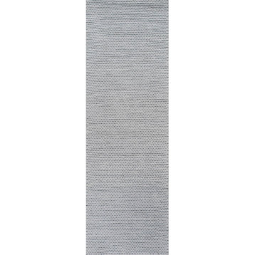 nuLOOM Braided Wool Hand Woven Chunky Cable Rug, Light Gray, 2'6"x6'