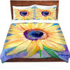 Sunflower Painting Nature Modern Duvet Cover, Queen