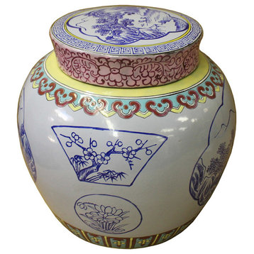 Chinese Zisha Clay Color Scenery Container Jar cs2634