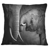 Elephants Showing Affection Abstract Throw Pillow, 18"x18"
