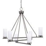 Toltec Lighting - Trinity 6 Light Chandelier, Graphite Finish With 2.5" White Muslin Glass - Enhance your space with the Trinity 6-Light Chandelier. Installing this chandelier is a breeze - simply connect it to a 120 volt power supply. Set the perfect ambiance with dimmable lighting (dimmer not included). The chandelier is energy-efficient and LED compatible, providing convenience and energy savings. It's versatile and suitable for everyday use, compatible with candelabra base bulbs. Maintenance is a minimal with a damp cloth, as no chemicals are required. The chandelier's streamlined hardwired design adds a touch of elegance to any room. The durable glass shades ensure even light diffusion, creating a captivating atmosphere. Choose from multiple finish and color variations to find the perfect match for your decor.