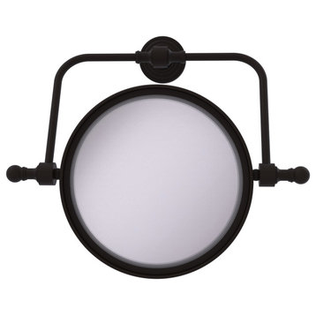 Retro Wave Wall-Mount Makeup Mirror, 8" Dia, 5X Magnification, Oil Rubbed Bronze