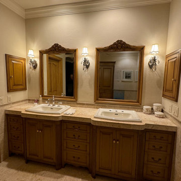 Refinished Bathroom Cabinets with Custom Faux Finish