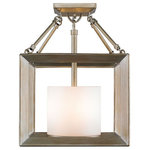 Golden Lighting - Golden Lighting 2073-SF GMT Smyth - 3 Light Convertible Semi-Flush Mount - Modern lanterns feature a handsome bevelled cage design  Clean geometry creates a contemporary style  A large, clear glass cylinder encases steel candles and candelabra bulbs  Gunmetal Bronze finish is softened with warm bronze undertones  Creates a pool of light for kitchen counter or breakfast nook  Reflects light off the ceiling to soften the overall effect  Canopy Included: TRUE  Shade Included: TRUE  Canopy Diameter: 5 x 5 x 1 Room: Kitchen/Living/DiningSmyth Three Light Convertible Semi-Flush Mount Gunmetal Bronze Clear Glass *UL Approved: YES *Energy Star Qualified: n/a  *ADA Certified: n/a  *Number of Lights: Lamp: 3-*Wattage:60w Candelabra bulb(s) *Bulb Included:No *Bulb Type:Candelabra *Finish Type:Gunmetal Bronze