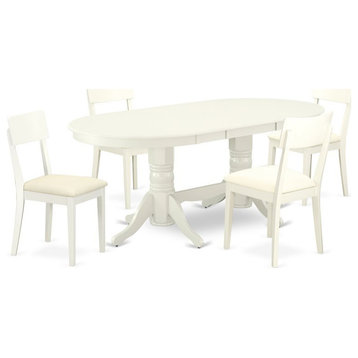 East West Furniture Vancouver 5-piece Wood Dining Set in Linen White
