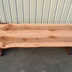 Live Edge Curly Maple Dining Table with Walnut Base - Dining Tables