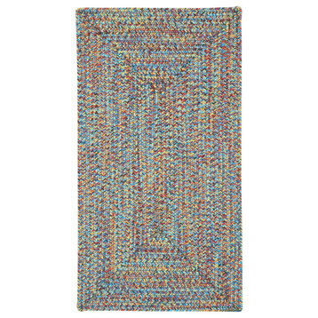 Sea Pottery Concentric Braided Rectangle Rug, Bright Multi, 2'3"x9' Runner