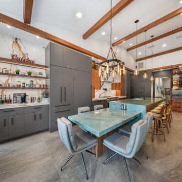 Kitchen Island with Dining Extension and Hidden Storage