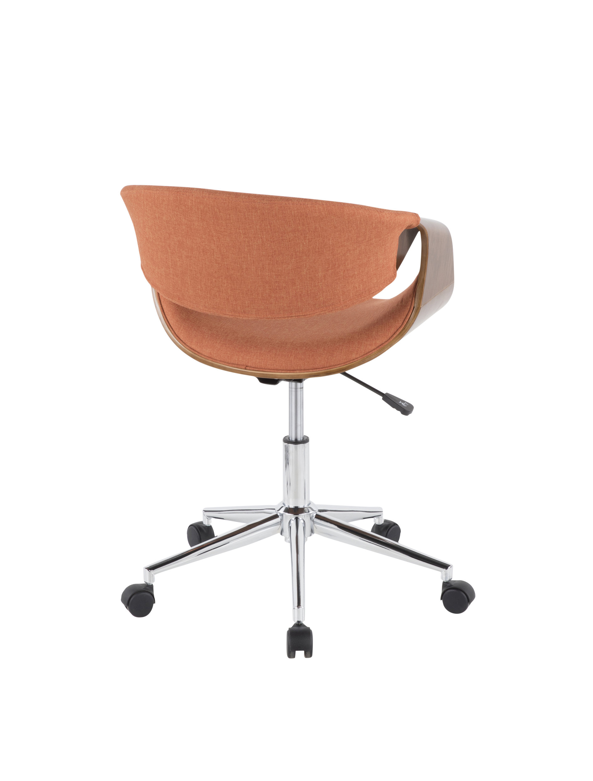 Lumisource Curvo Office Chair, Walnut Wood and Orange