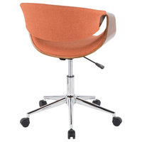 Lumisource Curvo Office Chair, Walnut Wood and Orange