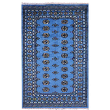 4' 6" X 7' 0" Hand-Knotted Silky Bokhara Wool Rug - Q21923