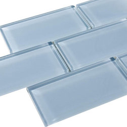 Baby Blue Glossy Subway Glass Mosaic Tiles - Home Accessories & Decor