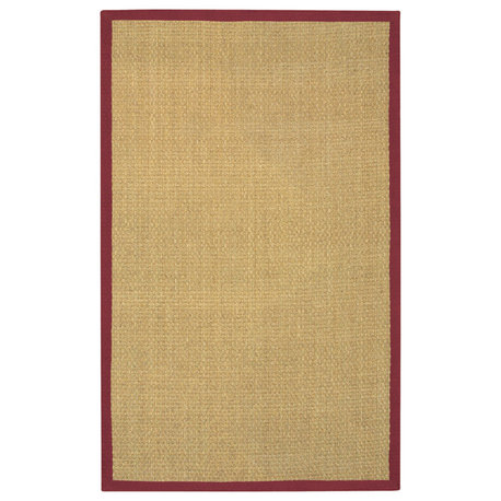 Chandra Coastal Coaora Natural Fiber Rug, Orange/Natural, 5'0"x8'0"