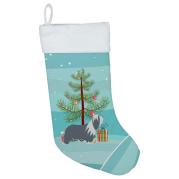 Bearded Collie Dog Merry Tree Christmas-Stockings, Multicolor