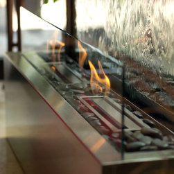 Bluworld - Nu-Flame 10' Grande Stainless Steel, Clear Glass Fire-Fountain - Indoor Fountains