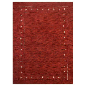 Hand Knotted Loom Wool 5'7''x7'10'' Area Rug Contemporary Red