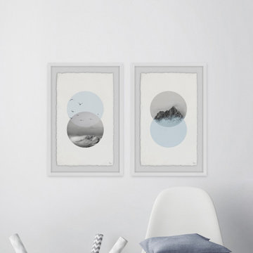 Waves and Mountain Diptych