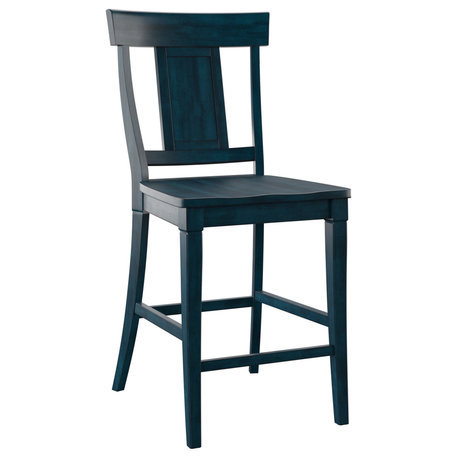 Arbor Hill Panel Back Wood Counter Height Chair, Set of 2, Denim