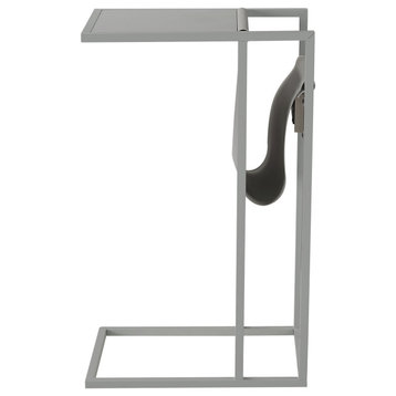 Loft Lyfe Kelvin C-Table With Magazine Holder, USB Port and Plug, Gray