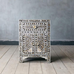 Grey Mother of Pearl Bedside Table - Nightstands And Bedside Tables