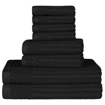8 Piece Classic Super Absorbent Towel Set, Black
