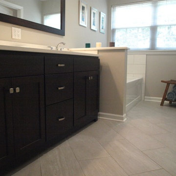 Double Dark Wood Vanity