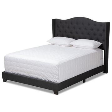 Alesha Modern and Contemporary Charcoal Grey Fabric Upholstered Full Size Bed