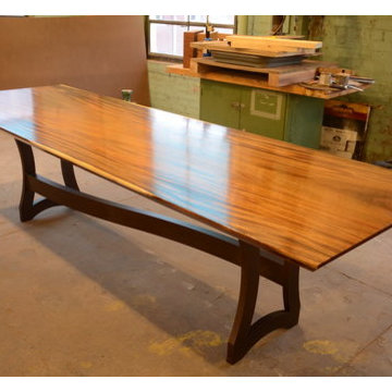 Monkey Pod Single Slab Table Top with Metal Base