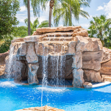 Custom Pool Grotto & Waterfall Slide