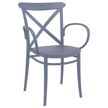 Cross XL Resin Outdoor Arm Chair Dark Gray, Set of 2