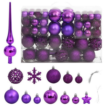vidaXL Christmas Decoration Christmas Bauble Set 111 Piece Purple Polystyrene