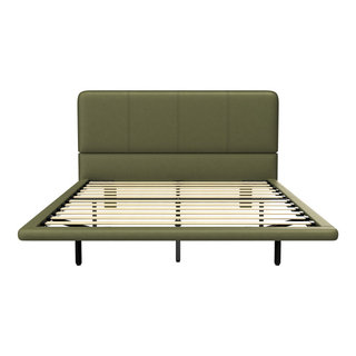 GDF Studio Queen Size Upholstered Leatherette Floating Bedframe ...