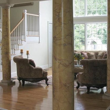 Painted Faux Marble Columns (Yellow Sienna) CT by MJP Studios