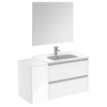 36" Vanity Set with Mirror and Sink Sansa by Royo, White, 44"