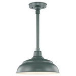 Millennium Lighting - Millennium Lighting RWHS14-SG R Series - 14" Warehouse Shade - RWHS14-ABR is pendant onlyMay be ceiling hung with stems (shown with RS-1ABR) and canopy kit (RSCK-ABR)May be wall hung with Goose NeckOptional Wire Guard (RWG14-ABR) is also available.R Series 14" One Light Warehouse Stem Hung Pendant Satin Green *UL: Suitable for wet locations*Energy Star Qualified: n/a  *ADA Certified: n/a  *Number of Lights: Lamp: 1-*Wattage:200w A bulb(s) *Bulb Included:No *Bulb Type:A *Finish Type:Satin Green
