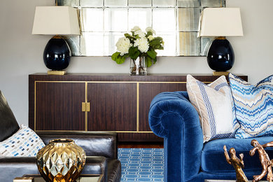 Example of a transitional living room design in New York