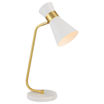 Gold With White Marble Foot Desk Lamp