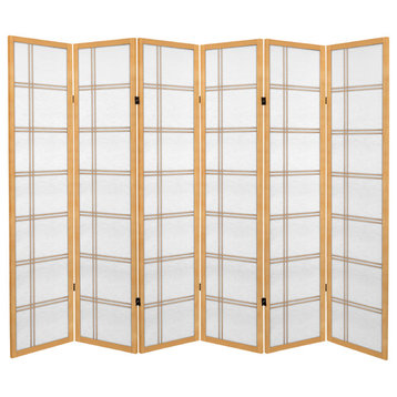 6' Tall Canvas Double Cross Room Divider, Natural, 6 Panels