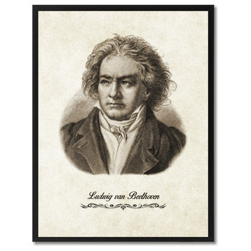 Beethoven Musician Print on Canvas with Picture Frame, 13"x17"