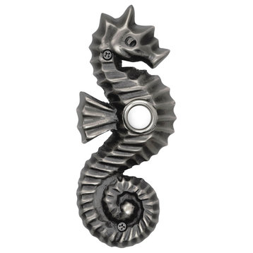 Brass Seahorse Doorbell in 4 Finishes, Pewter