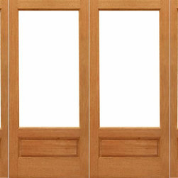 Pre-hung 1-lite-P/B French Brazilian Mahogany Wood IG Glass Double Door Sideligh - Patio Doors