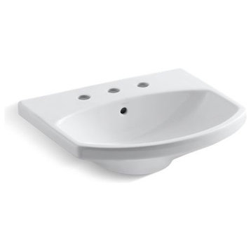 Kohler Cimarron Bathroom Sink with 8" Widespread Faucet Holes, White