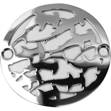 Round Shower Drains with Sharks Design, Polished Stainless Steel, 3.25