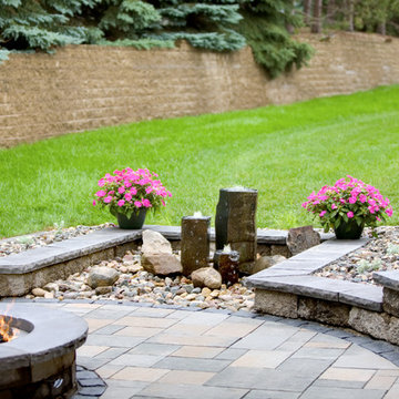 Fire and water work well in an outdoor space.