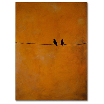 'Bird Pair Yellow' Canvas Art by Nicole Dietz
