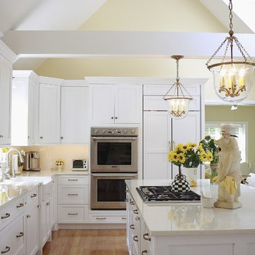 White Compac Perlino Quartz Kitchen